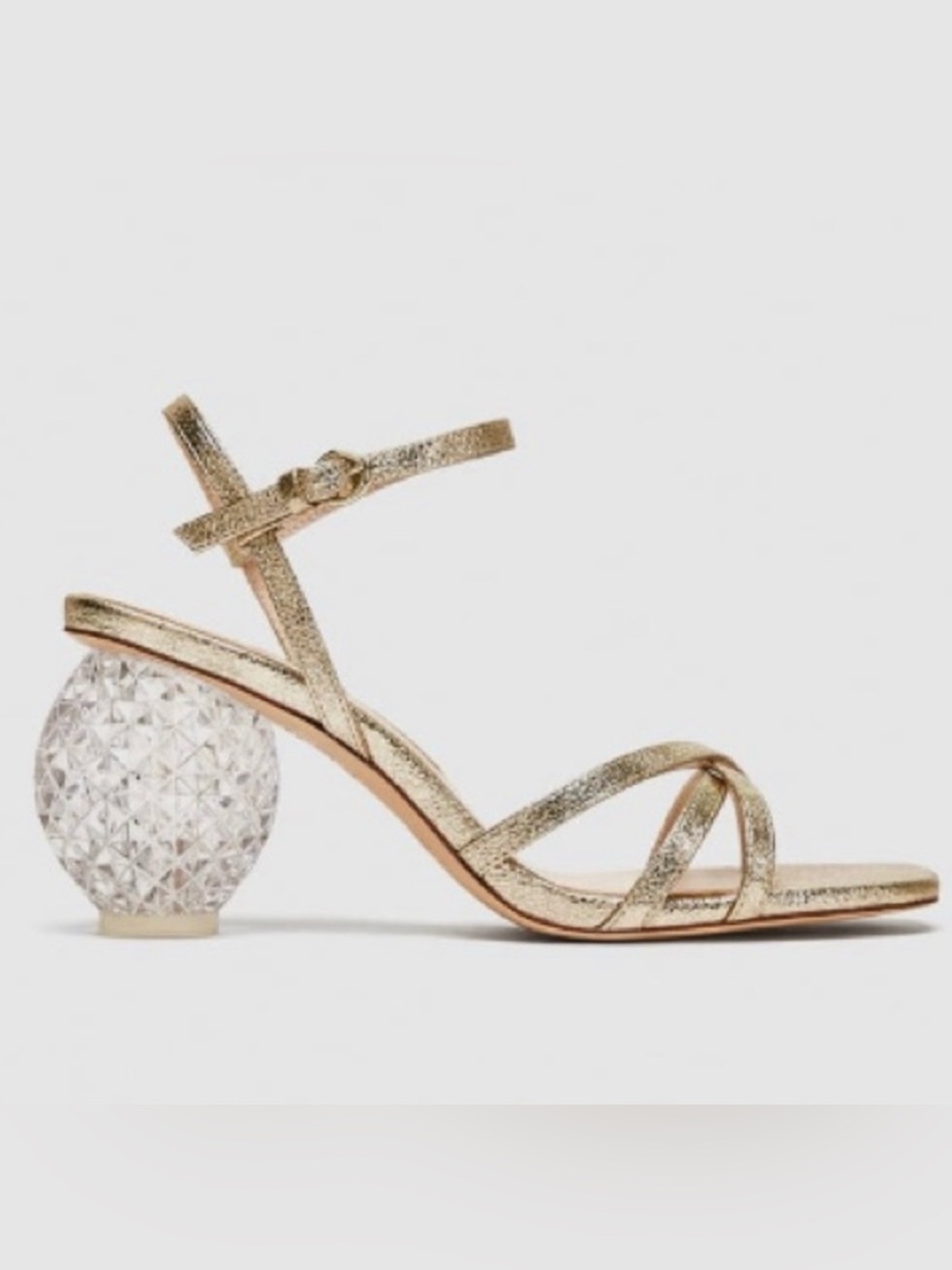 Zara Gold Metallic Crystal Orb Heel Sandals NWT SZ 41/10 vintage inspired!
